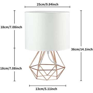 FRIDEKO HOME Modern Geometric Table Lamp -Small Lamp for Kids Room - Gold Metal Wire Table Lamp - Cute Lamps Bedside Nightstand Table Rose Gold Desk Lamps for Girls Bedrooms (9.8 inches)