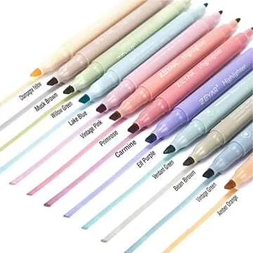 ZEYAR Highlighters, Dual Tips, 12 Vintage Colors, Chisel & Fine Point, Aesthetic Marker for Journal,...