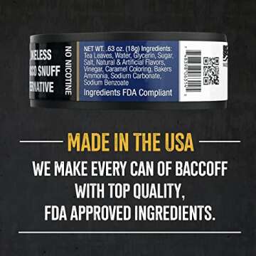 5 Cans of BaccOff Classic Mint Pouches - Premium Tobacco & Nicotine Free Snuff Alternative