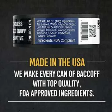 5 Cans of BaccOff Classic Mint Pouches - Premium Tobacco & Nicotine Free Snuff Alternative