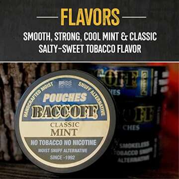 BaccOff Classic Mint Pouches - Tobacco Free & Nicotine Free Snuff Alternative
