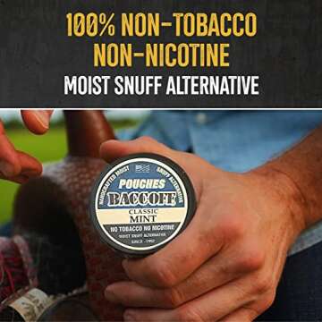 BaccOff Classic Mint Pouches - Tobacco Free & Nicotine Free Snuff Alternative