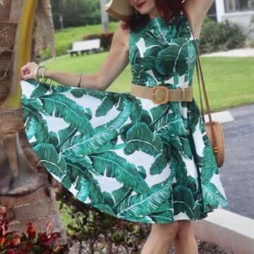 YUCFOREN Women Skinny Dress Belt, Fashion Straw Woven Elastic Stretch Waist Band Belt Square Wood Buckle