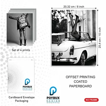 Chic Black and White Fashion Art Prints Set of 4 Unframed