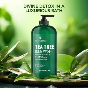 Botanic Hearth Tea Tree Body Wash Helps Nail Conditions Athletes Foot Ringworms Jock Itch & Body Odor Soothes Itching & Promotes Healthy Skin and Feet Naturally Scented 16fl oz