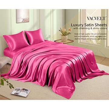 Luxury Hot Pink Satin Sheets Set for Queen Size Beds