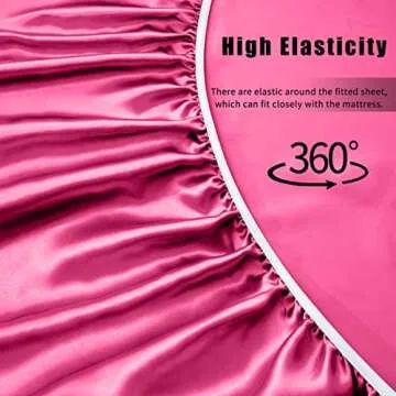 Luxury Hot Pink Satin Sheets Set for Queen Size Beds