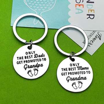 New Grandparents Gift Keychain Grandchild Announcement Gift for Grandma Grandpa to Be Keyring Jewelr...