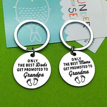 New Grandparents Gift Keychain Grandchild Announcement Gift for Grandma Grandpa to Be Keyring Jewelry New Grandpa and Grandma Gift promoted to grandparents keychain Baby Announcement Gift