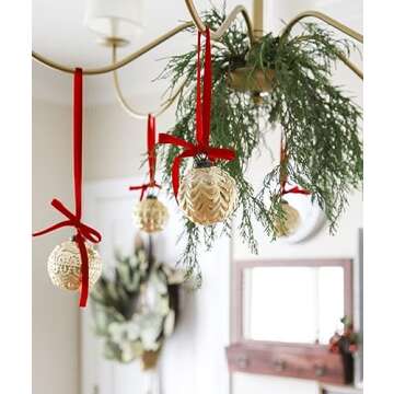 Red Velvet Ribbon 3/8'' 25 Yards for Christmas Tree, Gift Wrapping, Flower Bouquet, Wreath Decorations, Bow Making