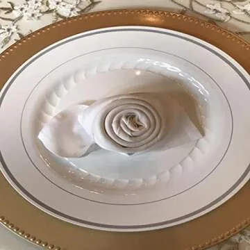 NDSWKR 6 Pack Bead Charger Plates, 13 Inch Gold Charger Plates, Plastic Decoration Charger for Dinner Plate, Wedding Catering Event Decoration, Tabletop Decor