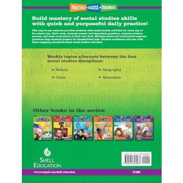 180 Days™: Social Studies, Civics for 6th Grade Practice Workbook for Classroom and Home, Cool and...