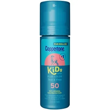 Coppertone Kids Roll On Sunscreen Lotion SPF 50 - Blue Color Fun for Kids, Water Resistant & Safe