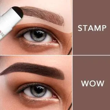 ALLROSE Eyebrow Stamp Stencil Kit - Eye Brow Stamping Kit, One Step Brow Stamp Kit, 20 Brow Stencils and Stamp Kit, Waterproof Perfect Eyebrow Kit, Easy to Use, Light Brown