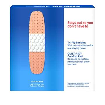 Band-Aid Brand Tru-Stay Plastic Strips Adhesive Bandages for First Aid & Wound Protection, Sterile Individually Wrapped Wound Care Bandages for Minor Cuts & Scrapes, All One Size, 60 ct
