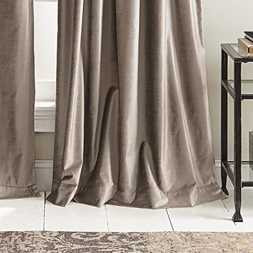 DKNY Curtains Velvet Curtain Panel Pair in Mocha 108"