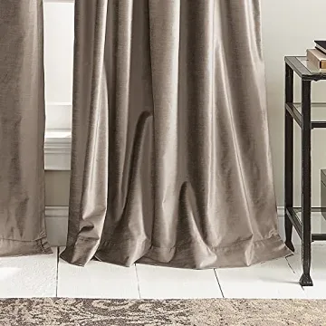 DKNY Curtains Velvet Curtain Panel Pair in Mocha 108"