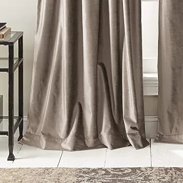 DKNY Curtains Velvet Curtain Panel Pair in Mocha 108"