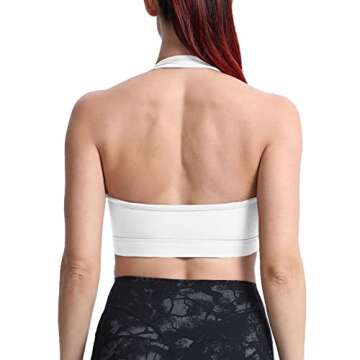 Aoxjox Women's Workout Sports Bras Fitness Backless Padded Halter Bra Yoga Crop Tank Top (White, X-Small)