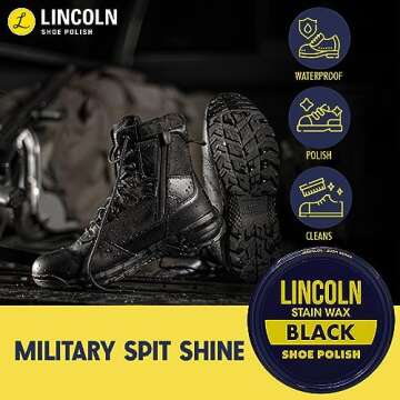Lincoln Shoe Polish Wax - Premium Black Shoe Care, 2-1/8 oz