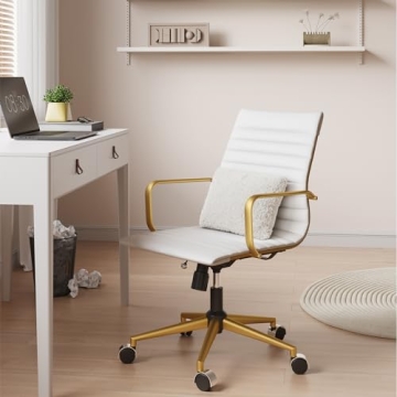 LUXMOD Ergonomic Computer Chair – Ultimate Comfort for Long Hours – Adjustable Swivel White and ...
