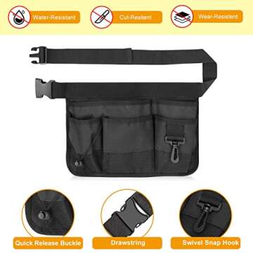 Geboor Gardening Tool Waist Bag Belt Heavy Duty Oxford Tool Apron with 7 Pockets of Different Sizes and Depth (Black)