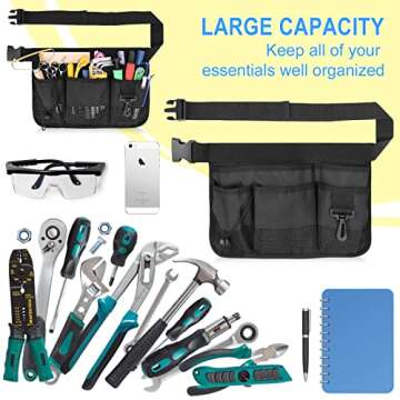 Geboor Gardening Tool Waist Bag Belt Heavy Duty Oxford Tool Apron with 7 Pockets of Different Sizes and Depth (Black)