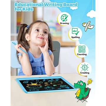 KOKODI 12 Inch LCD Writing Tablet with Anti-Lost Stylus, Erasable Doodle Board Colorful Toddler Draw...