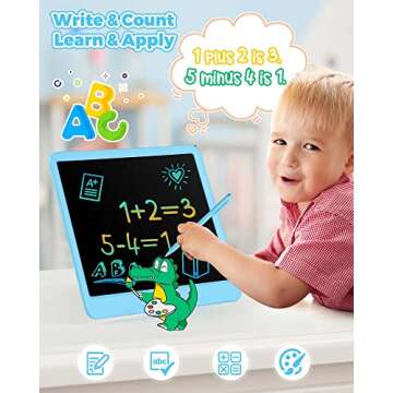 KOKODI 12 Inch LCD Writing Tablet with Anti-Lost Stylus, Erasable Doodle Board Colorful Toddler Drawing Pad, Car Travel School Games Toys for 3 4 5 6 7 8 Kids, Birthday Gift for Girls Boys Adults Blue