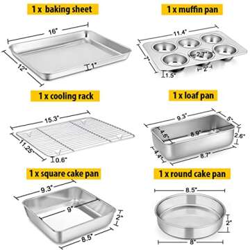 P&P CHEF 6-Piece Baking Set - Eco-friendly Bakeware for Healthy Baking