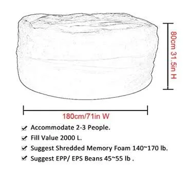 GQZGGXX Bean Bag Chair Cover, Durable Comfortable Chair PV Fur Bean Bag Sofas Faux Fur Sofa Living Room Sofa Bed Large Bean Bag Chairs for Adults (No Filler,Cover only) 6ft Dark Grey