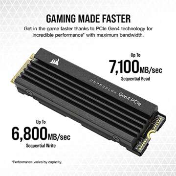 Corsair MP600 PRO LPX 2TB M.2 NVMe PCIe x4 Gen4 SSD - Optimised for PS5 (Up to 7,100MB/sec Sequential Read & 6,800MB/sec Sequential Write Speeds, High-Speed Interface, Compact Form Factor) Black