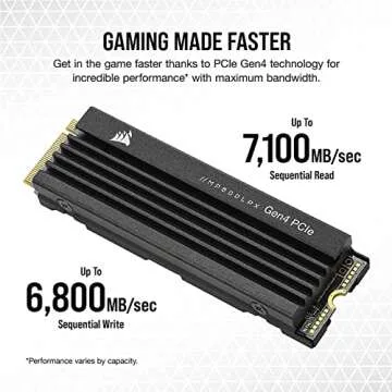 Corsair MP600 PRO LPX 2TB M.2 NVMe PCIe x4 Gen4 SSD - Optimised for PS5 (Up to 7,100MB/sec Sequential Read & 6,800MB/sec Sequential Write Speeds, High-Speed Interface, Compact Form Factor) Black