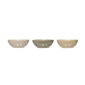 Stylish Stoneware Berry Bowl Set in 3 Elegant Colors