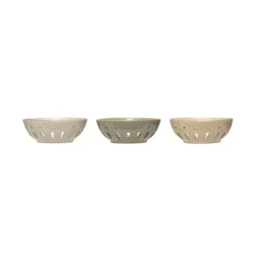 Stylish Stoneware Berry Bowl Set in 3 Elegant Colors