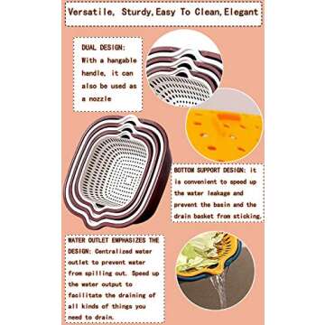 Z23Z 6PCS Double Layered Kitchen Colander Strainer Set