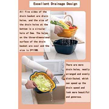 Z23Z 6PCS Double Layered Kitchen Colander Strainer Set
