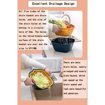 Z23Z 6PCS Double Layered Kitchen Colander Strainer Set