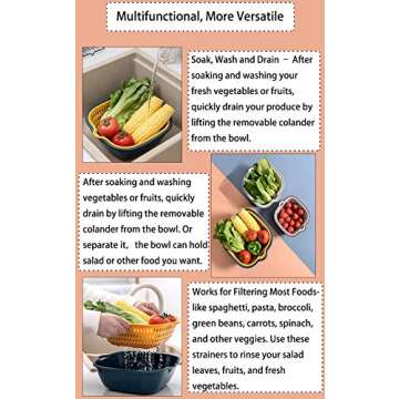 Z23Z 6PCS Double Layered Kitchen Colander Strainer Set