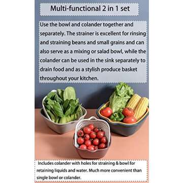 Z23Z 6PCS Double Layered Kitchen Colander Strainer Set