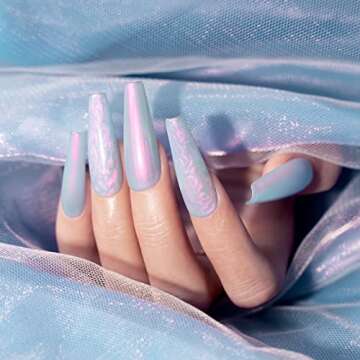 RARJSM Pearl Blue Gel Polish,Pearlescent Gel Nail Polish,Shell Glitter Purple Mermaid Shimmer Irides...