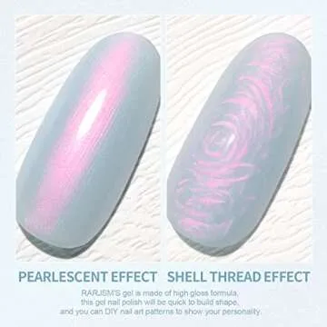 RARJSM Pearl Blue Gel Polish,Pearlescent Gel Nail Polish,Shell Glitter Purple Mermaid Shimmer Iridescent Nail Gel Polish Soak Off LED UV Curing Requires Swirl Thread Effect DIY Manicure Use 7.5ML
