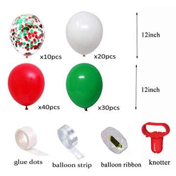 Red Green White Balloon Arch Kit for Festive Parties
