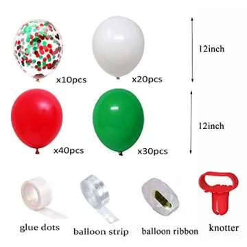 Red Green White Balloon Arch Kit for Festive Parties