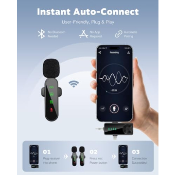 Gicorino Wireless Lavalier Microphone for Video, Podcasts, and Vlogging (4 Mics)