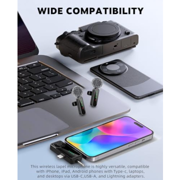 Gicorino Wireless Lavalier Microphone for iPhone and Android