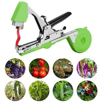Jajadeal Plant Tying Machine Tool for Grapes, Raspberries, Tomatoes and Vining Vegetables, with 20 Rolls Tapes, 10000pcs Staples and Replacement Blades (Green)
