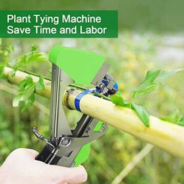 Jajadeal Plant Tying Machine Tool for Grapes, Raspberries, Tomatoes and Vining Vegetables, with 20 Rolls Tapes, 10000pcs Staples and Replacement Blades (Green)