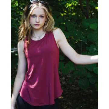 G4Free Racerback Tank Tops for Women Loose Athletic Long Tank Gym High Neck Workout Tops Sleeveless Running Shirt (Burgundy,L)