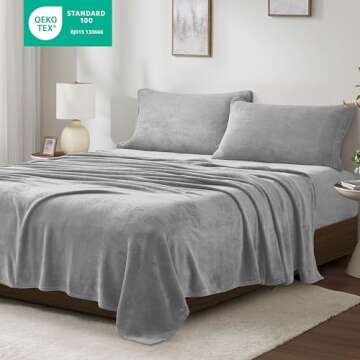 Sleep Philosophy True North Soloft Plush Bed Sheet Set, Wrinkle Resistant, Warm, Soft Fleece Sheets ...